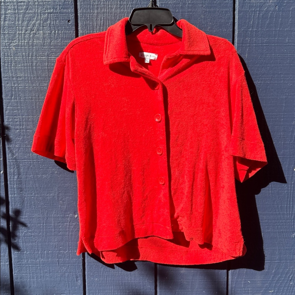 Gianni Bini Red Button-Up Shirt and Shorts Set - Picture 3 of 6